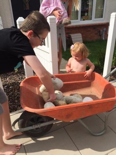 picking pebbles